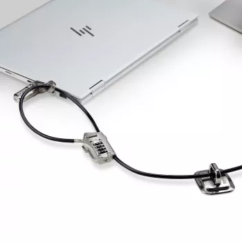 StarTech.com Kit di sicurezza con lucchetto per laptop/desktop e periferiche, lucchetto antifurto, slot K, cavo in acciaio da 9,8 piedi (3 m), 3 dispositivi, codice a 4 cifre personalizzabile – TAA