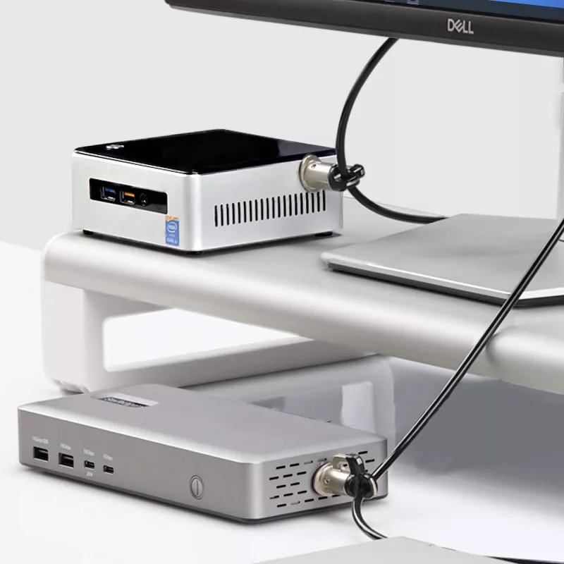 StarTech.com Kit di sicurezza con lucchetto per laptop/desktop e periferiche, lucchetto antifurto, slot K, cavo in acciaio da 9,8 piedi (3 m), 3 dispositivi, codice a 4 cifre personalizzabile – TAA