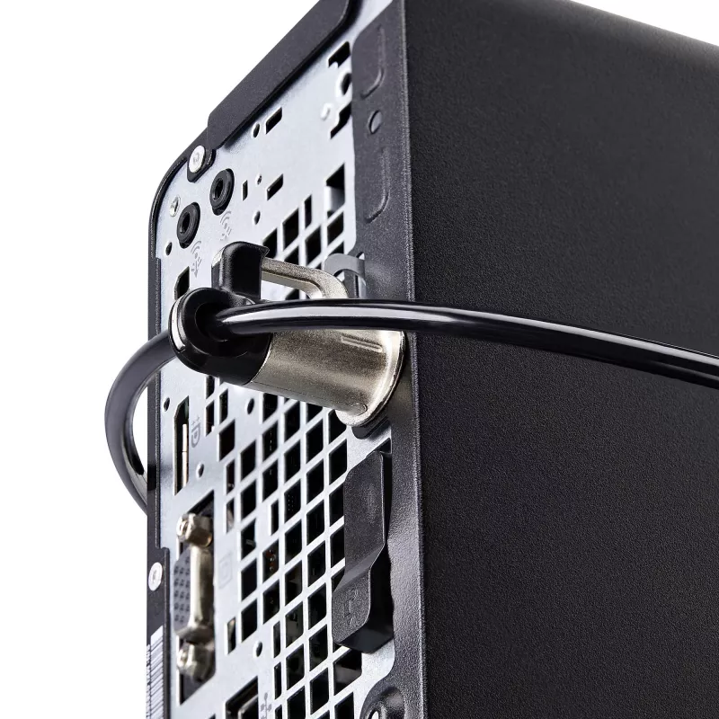 StarTech.com Kit di sicurezza con lucchetto per laptop/desktop e periferiche, lucchetto antifurto, slot K, cavo in acciaio da 9,8 piedi (3 m), 3 dispositivi, codice a 4 cifre personalizzabile – TAA