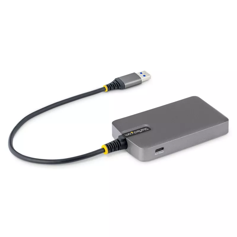 StarTech.com Hub USB-A a 4 porte, 5 Gbit/s, bus-powered, hub USB-A a 4x USB-A con ingresso alimentazione ausiliaria USB-C, cavo host da 30 cm, hub USB portatile per desktop/laptop