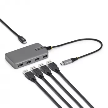 StarTech.com Hub USB-C a 4 porte, 5 Gbit/s, bus-powered, hub USB-C a 4x USB-A con ingresso alimentazione ausiliaria USB-C, cavo host da 1 ft/30 cm, hub USB portatile per desktop/laptop