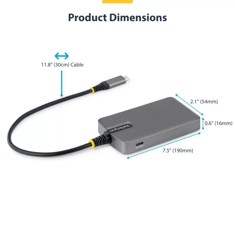 StarTech.com Hub USB-C a 4 porte, 5 Gbit/s, bus-powered, hub USB-C a 4x USB-A con ingresso alimentazione ausiliaria USB-C, cavo host da 1 ft/30 cm, hub USB portatile per desktop/laptop