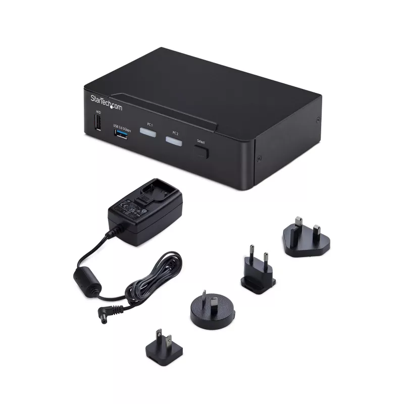StarTech.com Switch KVM DisplayPort a 2 porte, 4K 60Hz, DP 1.2, gestione EDID, hub USB 3.0 a 2 porte, 4 porte USB HID, conforme TAA