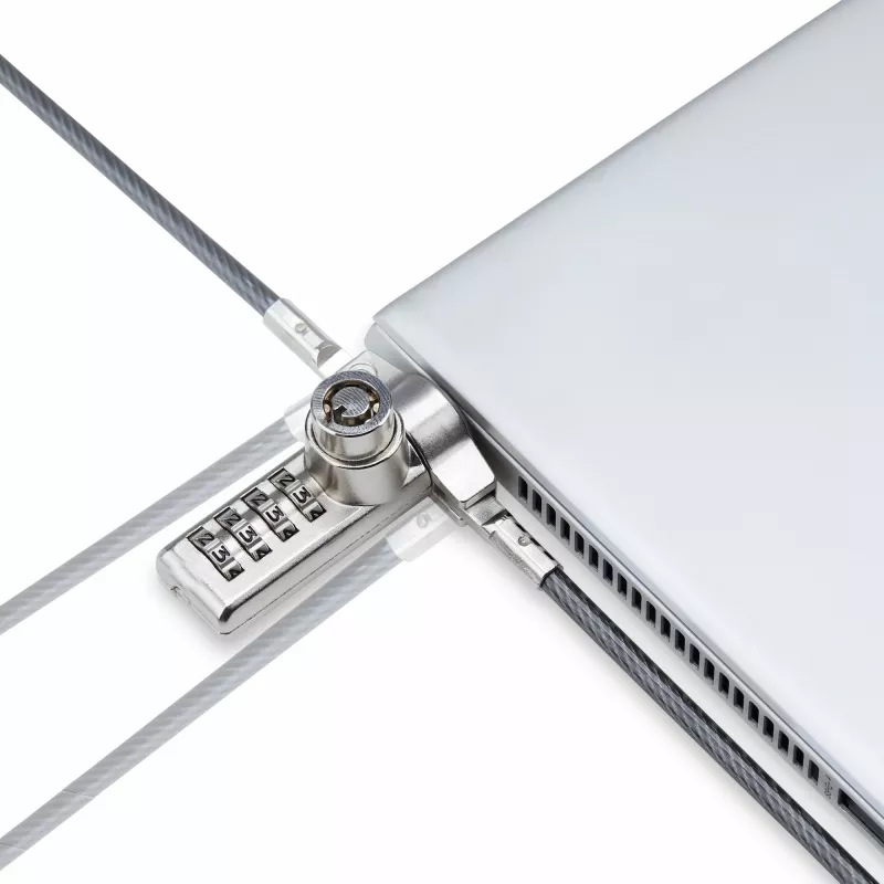 StarTech.com Confezione da 10 lucchetti per laptop a doppio accesso, cavo di sicurezza da 1,98 m con chiave unica e combinazione numerica per dispositivi con slot K, cavo in acciaio antifurto per computer