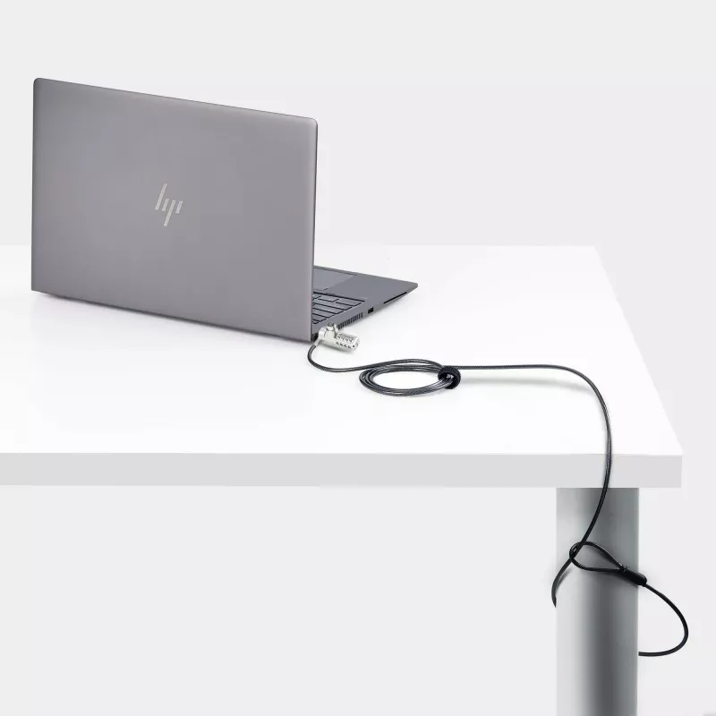 StarTech.com Confezione da 10 lucchetti per laptop a doppio accesso, cavo di sicurezza da 1,98 m con chiave unica e combinazione numerica per dispositivi con slot K, cavo in acciaio antifurto per computer