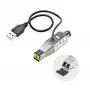 StarTech.com Dongle convertitore di media Gigabit da fibra a Ethernet RJ45, ottico monomodale 10 km/multimodale 800 m, alimentazione USB, design compatto, custodia in metallo, Micro Mini, TAA