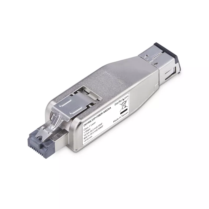StarTech.com Convertitore media Gigabit fibra a RJ45 Ethernet dongle, ottico monomodale 10 km/multimodale 800 m, alimentato PoE, design compatto, case in metallo, Micro Mini, TAA