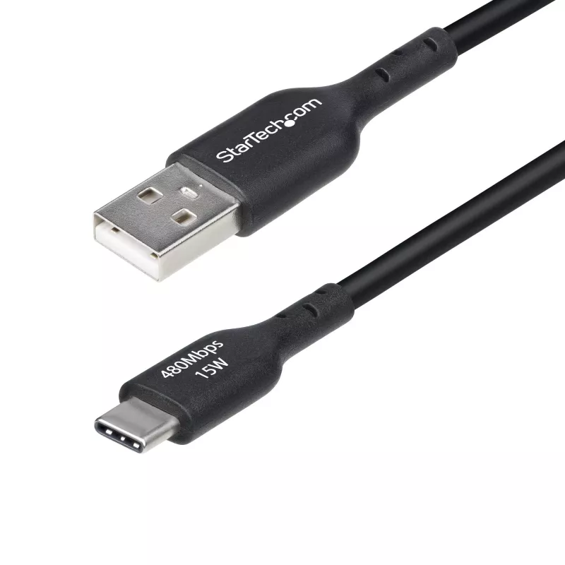 StarTech.com cavo di ricarica USB-A a USB-C 2m, ricarica e sincronizzazione, 3A, USB 2.0, guaina TPE - cavo di ricarica USB nero