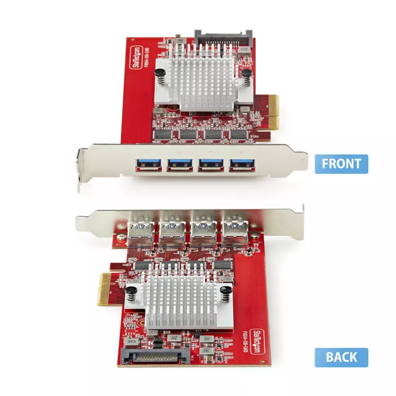 StarTech.com scheda PCIe USB-A 4 porte, USB 3.2 10 Gbit/s, scheda di espansione PCI Express 3.0, 4x controller USB indipendenti, Windows/Linux/macOS, conforme TAA