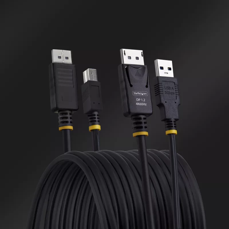 StarTech.com cavo KVM DisplayPort e USB 5Gbps 10ft (3m), 4K 60Hz, cavo combo DP 1.2/USB 3.0 universalmente compatibile per switch KVM