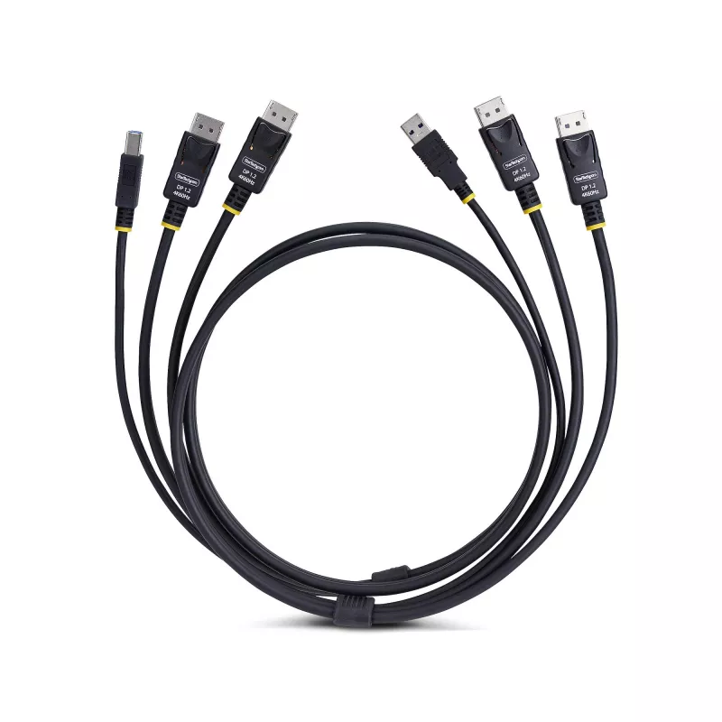 StarTech.com cavo KVM doppio DisplayPort e USB 5 Gbit/s 1,8 m, 4K 60 Hz, universalmente compatibile, cavo combo DP 1.2/USB 3.0 per switch KVM dual-monitor