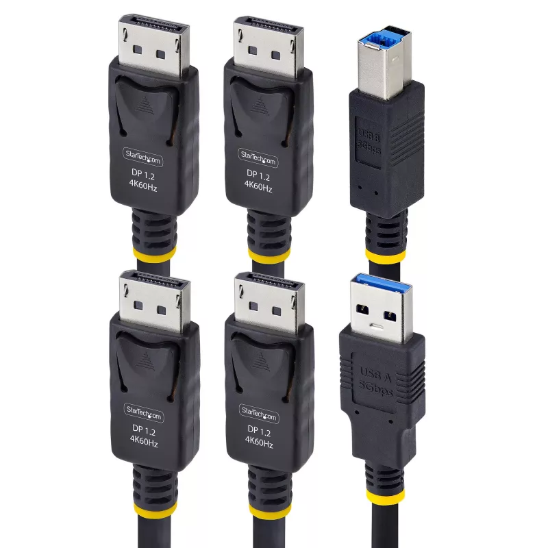 StarTech.com cavo KVM doppio DisplayPort e USB 5 Gbit/s 1,8 m, 4K 60 Hz, universalmente compatibile, cavo combo DP 1.2/USB 3.0 per switch KVM dual-monitor