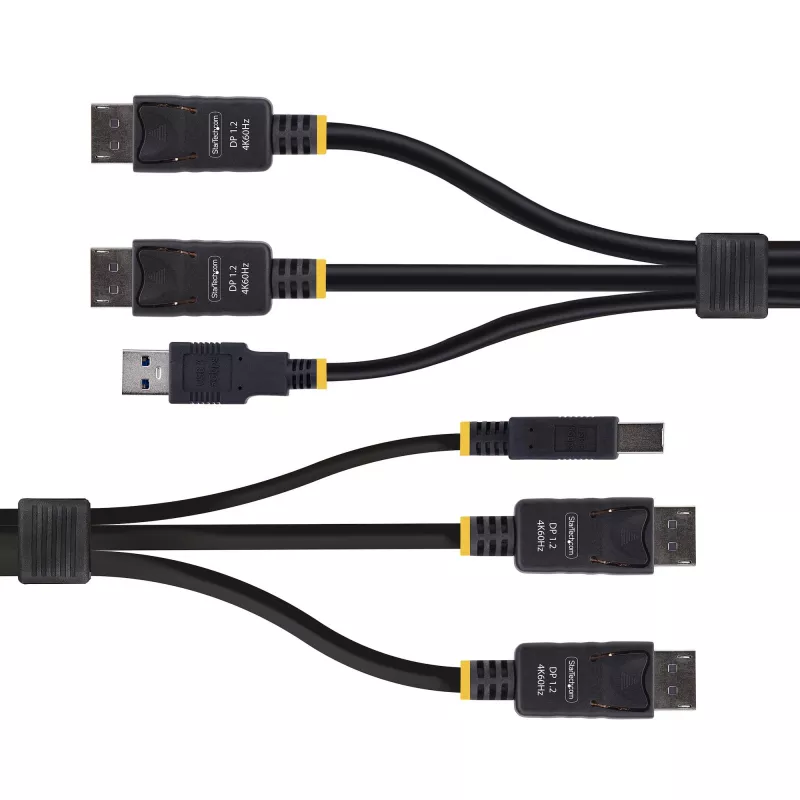 StarTech.com cavo KVM doppio DisplayPort e USB 5 Gbit/s 1,8 m, 4K 60 Hz, universalmente compatibile, cavo combo DP 1.2/USB 3.0 per switch KVM dual-monitor
