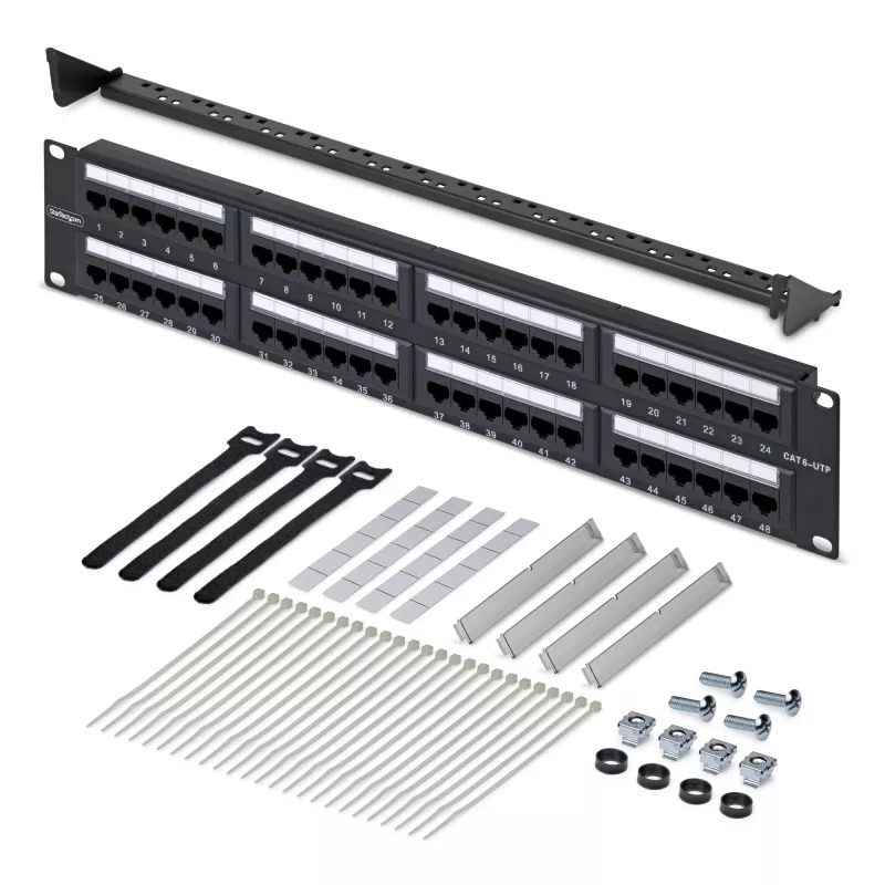 StarTech.com patch panel Cat6 rackmount 48 porte 2U, RJ45, UTP, 110 punch-down, patch panel Ethernet Cat 6 per rack server di rete