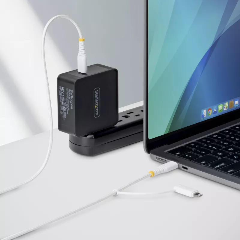 StarTech.com cavo di ricarica USB-C 2-in-1 robusto 2m (6ft) con adattatore Lightning, 30W/60W (3A), certificato Apple MFi, cavo di ricarica USB-C intrecciato per iPhone/iPad/Android