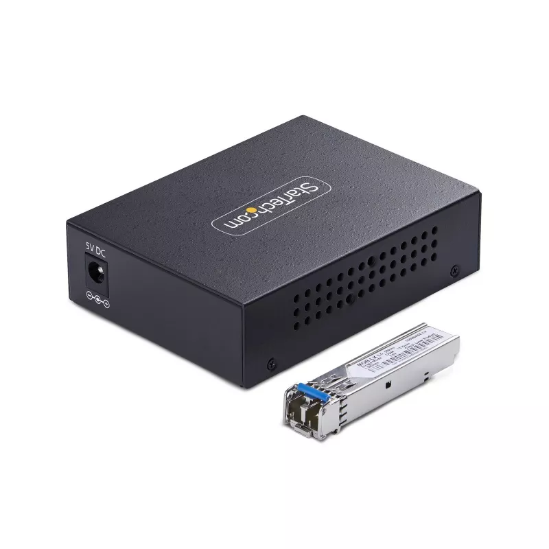 StarTech.com convertitore media Gigabit Ethernet rame a fibra, SM LC, 20 km, 10/100/1000 Mbit/s, RJ45 a LC, tutto metallo, 9K Jumbo Frames, conforme TAA