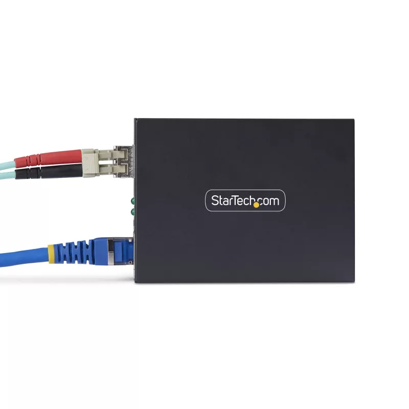 StarTech.com convertitore media Gigabit Ethernet rame a fibra, SM LC, 20 km, 10/100/1000 Mbit/s, RJ45 a LC, tutto metallo, 9K Jumbo Frames, conforme TAA