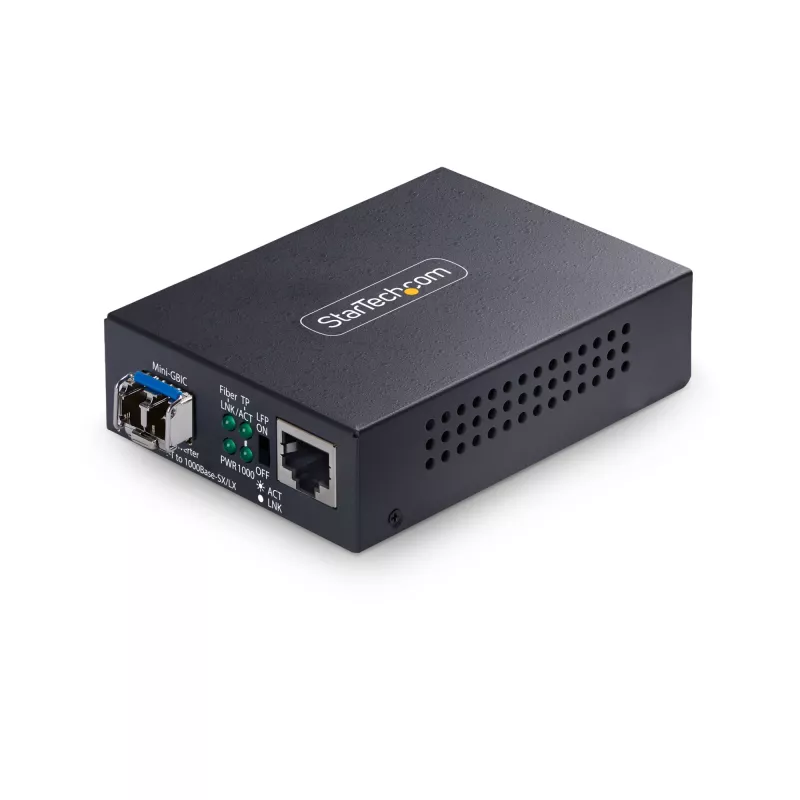 StarTech.com convertitore media Gigabit Ethernet rame a fibra, SM LC, 20 km, 10/100/1000 Mbit/s, RJ45 a LC, tutto metallo, 9K Jumbo Frames, conforme TAA