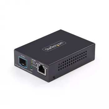 StarTech.com convertitore media fibra SFP+ Multi-Gigabit 10GbE open, 10G/5G/2.5G/1G/100M, rame a 10GBASE-X SFP+, monomodale, multimodale, 16K Jumbo Frames, TAA
