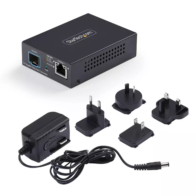 StarTech.com convertitore media fibra SFP+ Multi-Gigabit 10GbE open, 10G/5G/2.5G/1G/100M, rame a 10GBASE-X SFP+, monomodale, multimodale, 16K Jumbo Frames, TAA