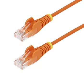 StarTech.com cavo Ethernet CAT6 slim arancione 1,5 m, protezione linguetta, 100 W PoE, UTP, LSZH, 28AWG rame puro nudo, cavo patch di rete RJ45 slim con scarico di trazione, testato singolarmente