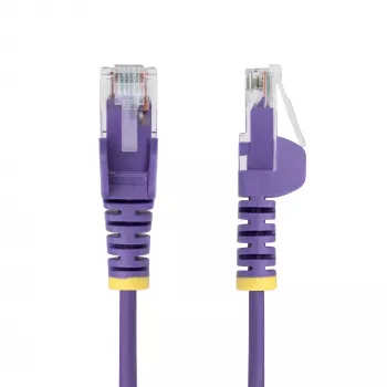 StarTech.com cavo Ethernet CAT6 slim viola 1m, connettore senza linguetta, 100W PoE, UTP, LSZH, 28AWG rame puro nudo, cavo patch di rete RJ45 slim con scarico di trazione, testato singolarmente