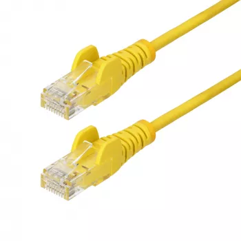 StarTech.com cavo Ethernet CAT6 slim giallo 1m, protezione linguetta, 100W PoE, UTP, LSZH, 28AWG cavo in rame puro nudo, cavo patch di rete RJ45 slim con scarichi di trazione, testato singolarmente