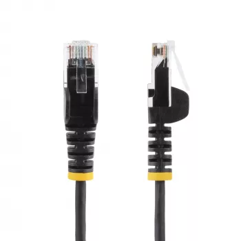 StarTech.com cavo Ethernet Cat6 slim nero da 5 m, con protezione del nasello, 100W PoE, UTP, LSZH, 28AWG rame puro nudo, cavo patch di rete RJ45 slim con scarico di trazione, testato singolarmente