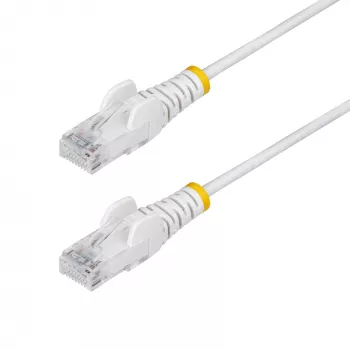 StarTech.com Cavo Ethernet CAT6 slim bianco da 7 m, snagless, 100 W PoE, UTP, LSZH, 28AWG filo di rame puro nudo, cavo patch di rete RJ45 slim con scarico di trazione, testato singolarmente