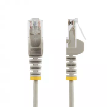 StarTech.com Cavo Ethernet CAT6 slim grigio da 7 m, protezione linguetta, 100 W PoE, UTP, LSZH, 28AWG rame puro nudo, cavo patch di rete RJ45 slim con scarico di trazione, testato singolarmente