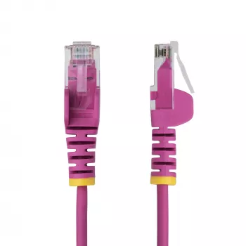 StarTech.com cavo Ethernet CAT6 slim rosa da 10 m, anti-impigliamento, 100W PoE, UTP, LSZH, 28AWG cavo in rame puro nudo, cavo patch di rete RJ45 slim con scarico di trazione, testato singolarmente