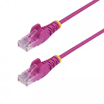 StarTech.com cavo Ethernet CAT6 slim rosa da 5 m, protezione linguetta, 100W PoE, UTP, LSZH, 28AWG rame puro nudo, cavo patch di rete RJ45 slim con scarico di trazione, testato singolarmente