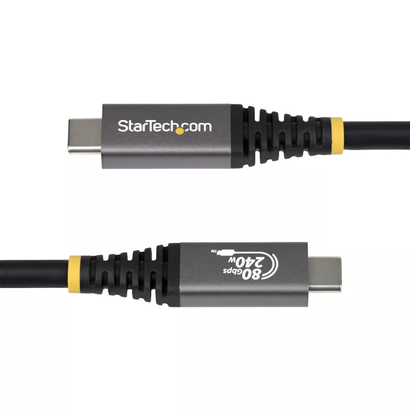 StarTech.com cavo USB4 da 50 cm (1,6 ft), 80Gbit/s, cavo USB-C certificato USB-IF, 240W PD, 8K 120Hz/4K 240Hz DP2.1 DP80, guaina TPE, compatibile Thunderbolt 4 – cavo USB-C nero