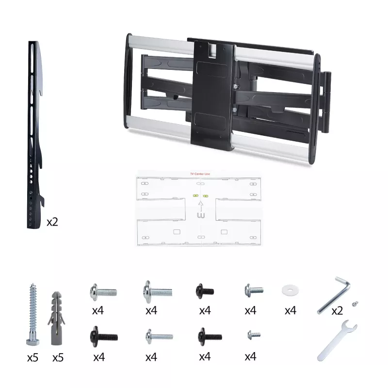 StarTech.com Supporto a parete per TV ultra piatto e snodato per schermi piatti fino a 65 pollici e 45 kg, VESA 600x400, supporto a basso profilo conforme TAA