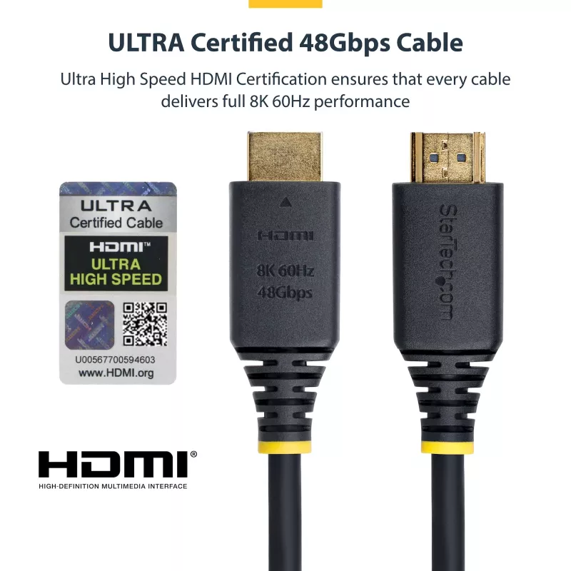 StarTech.com HDMI21-CBL-8K60-50CM Cavo HDMI 0,5 m HDMI Type-A (standard) nero
