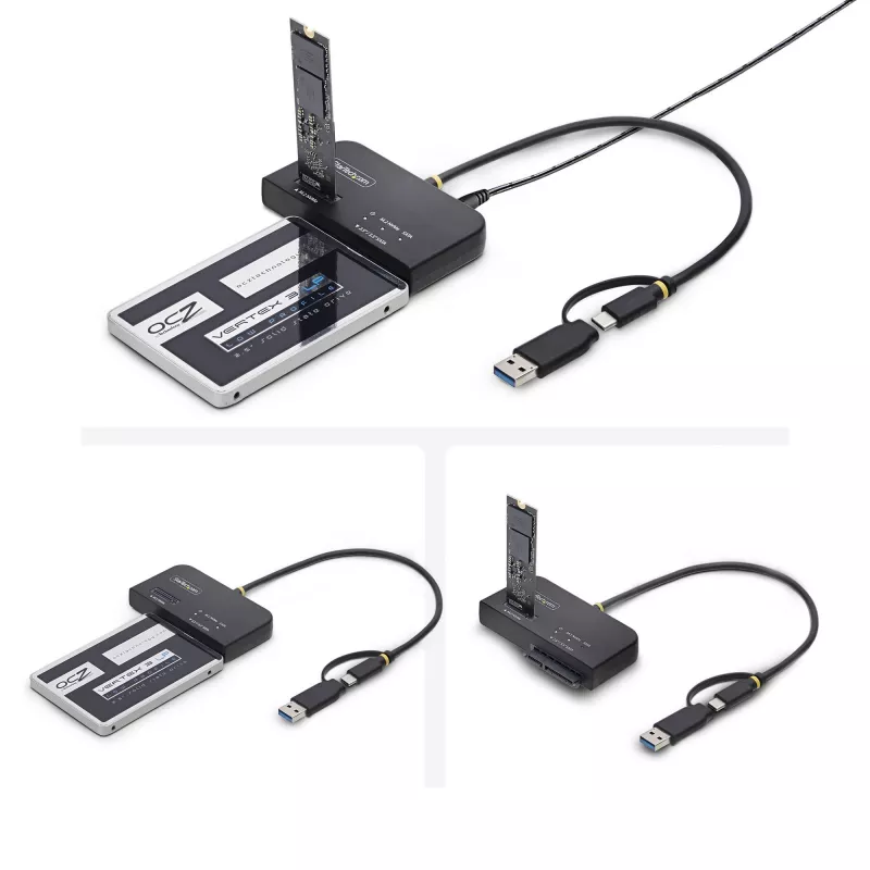 StarTech.com Adattatore da USB-C/USB-A a M.2 NVMe e 2,5 pollici/3,5 pollici SATA, 10 Gbit/s, lettore esterno di SSD senza attrezzi, B+M/M-Key