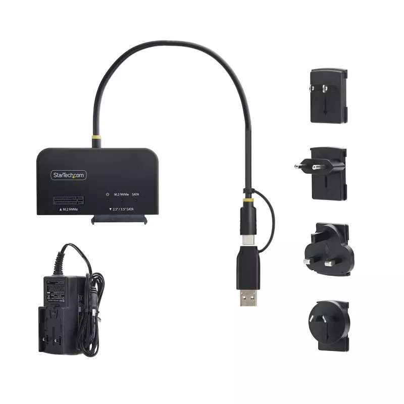 StarTech.com Adattatore da USB-C/USB-A a M.2 NVMe e 2,5 pollici/3,5 pollici SATA, 10 Gbit/s, lettore esterno di SSD senza attrezzi, B+M/M-Key
