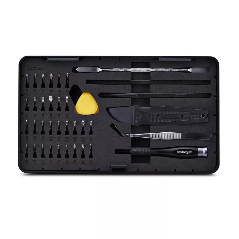 StarTech.com Kit di riparazione computer da 40 pezzi per laptop/PC/elettronica/telefono, set di cacciaviti di precisione con 30 punte, coperchio rimovibile con tappetino magnetico, strumenti di leva