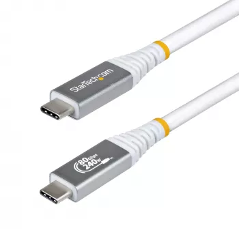 StarTech.com cavo USB4 da 1,5 m, 80Gbit/s, cavo USB-C certificato USB-IF, 240W PD, 8K 120Hz/4K 240Hz DP2.1 DP80, guaina in TPE, compatibile Thunderbolt 4 – cavo USB-C bianco