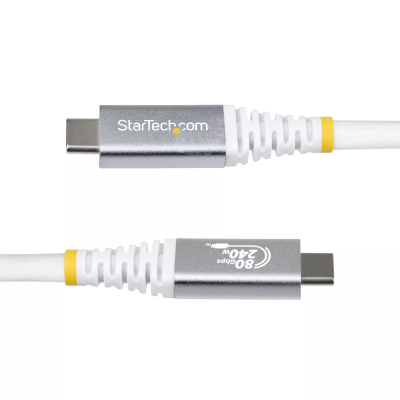 StarTech.com cavo USB4 da 1,5 m, 80Gbit/s, cavo USB-C certificato USB-IF, 240W PD, 8K 120Hz/4K 240Hz DP2.1 DP80, guaina in TPE, compatibile Thunderbolt 4 – cavo USB-C bianco