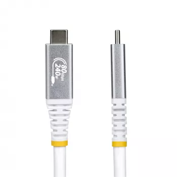 StarTech.com cavo USB4 da 50 cm (1,6ft), 80Gbps, cavo USB-C certificato USB-IF, 240W PD, 8K 120Hz/4K 240Hz DP2.1 DP80, guaina in TPE, compatibile Thunderbolt 4 – cavo USB-C bianco