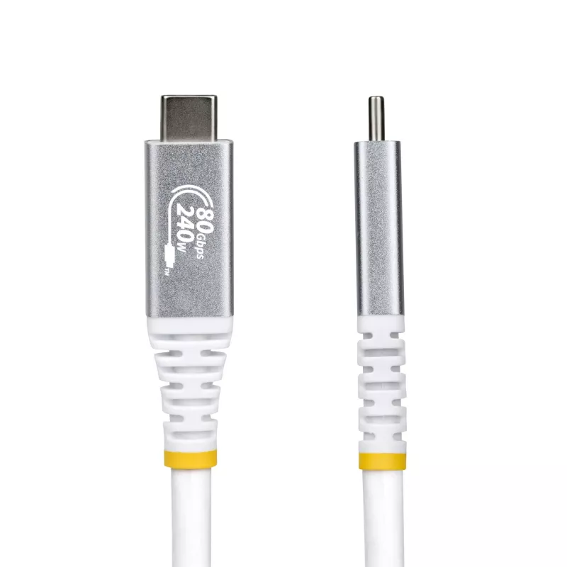 StarTech.com cavo USB4 da 50 cm (1,6ft), 80Gbps, cavo USB-C certificato USB-IF, 240W PD, 8K 120Hz/4K 240Hz DP2.1 DP80, guaina in TPE, compatibile Thunderbolt 4 – cavo USB-C bianco
