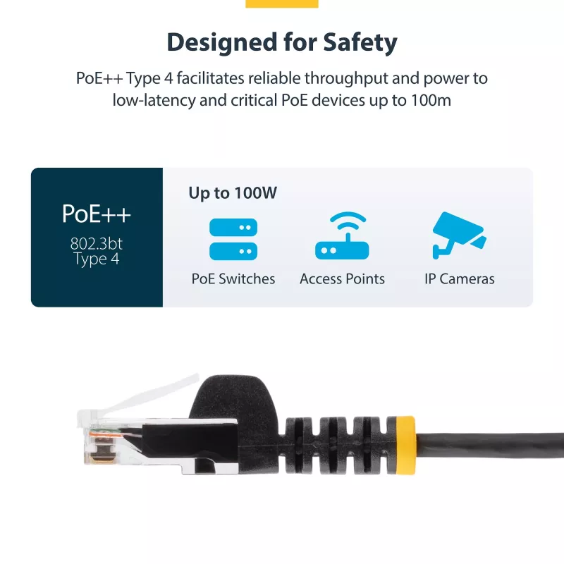 StarTech.com cavo Ethernet CAT6 sottile arancione da 25 cm, snagless, 100W PoE, UTP, LSZH, 28AWG rame puro nudo, cavo patch di rete RJ45 sottile con scarico di trazione, testato singolarmente
