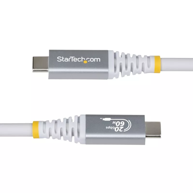 StarTech.com Cavo USB4 da 3 m (10 ft), 20 Gbit/s, cavo USB-C certificato USB-IF, 60 W PD, 4K 120 Hz DP 1.4, guaina TPE, cavo USB-C bianco