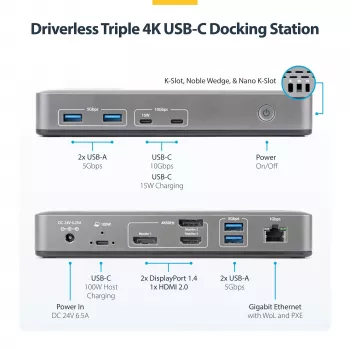 StarTech.com 199UE-USBC-DOCK Docking station/replicatore di porte per laptop con filo USB 3.2 Gen 2 (3.1 Gen 2) Type-C grigio