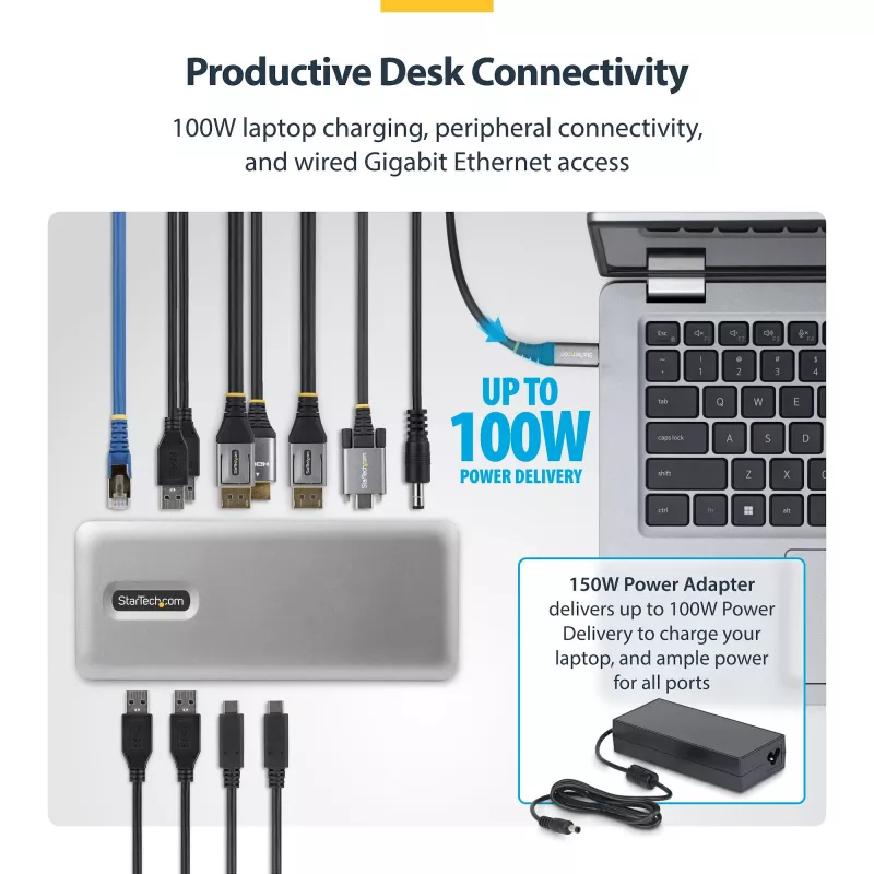 StarTech.com 199UE-USBC-DOCK Docking station/replicatore di porte per laptop con filo USB 3.2 Gen 2 (3.1 Gen 2) Type-C grigio