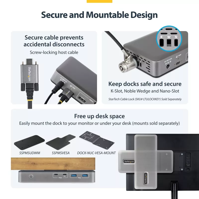 StarTech.com 199UE-USBC-DOCK Docking station/replicatore di porte per laptop con filo USB 3.2 Gen 2 (3.1 Gen 2) Type-C grigio