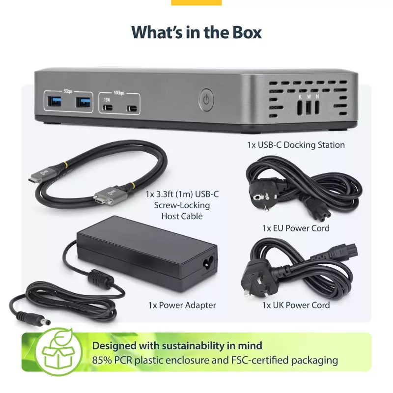 StarTech.com 199UE-USBC-DOCK Docking station/replicatore di porte per laptop con filo USB 3.2 Gen 2 (3.1 Gen 2) Type-C grigio
