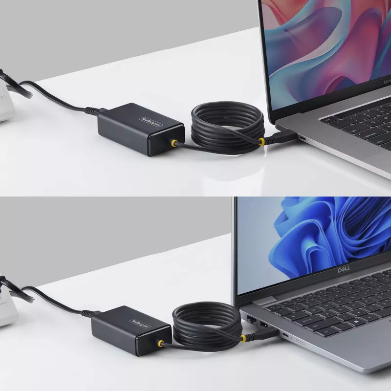StarTech.com caricabatterie USB-C per laptop 65W, cavo USB-C fisso da 1,5 m, alimentatore per Dell, XPS, HP ProBook, MacBook Pro, Microsoft Surface Pro