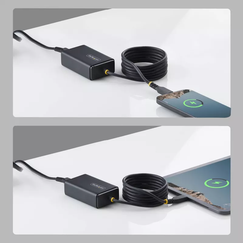 StarTech.com caricabatterie USB-C per laptop 65W, cavo USB-C fisso da 1,5 m, alimentatore per Dell, XPS, HP ProBook, MacBook Pro, Microsoft Surface Pro